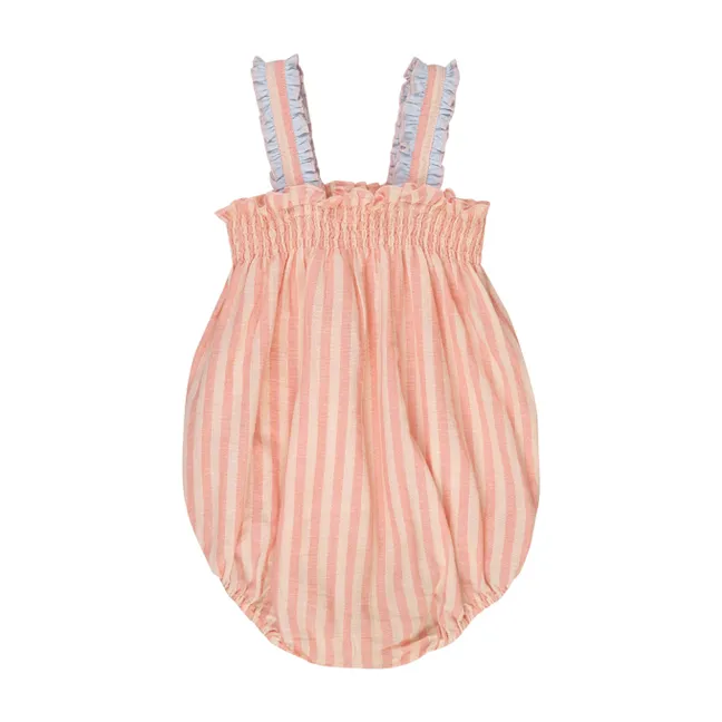 Barboteuse Bretelles Mona Rayée | Blush