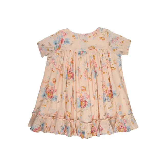 Maeva Vestido floral de gasa de algodón | Rosa Melocotón