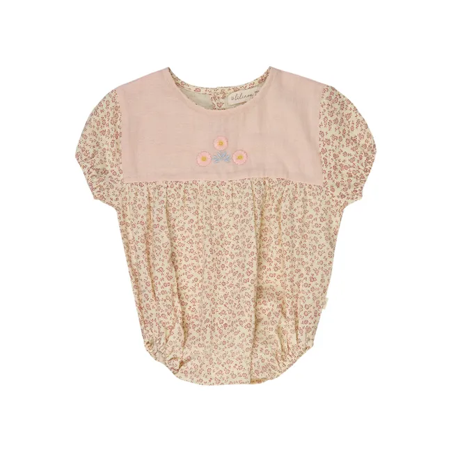 Barboteuse Brodée Jules Liberty Gaze de Coton | Ecru