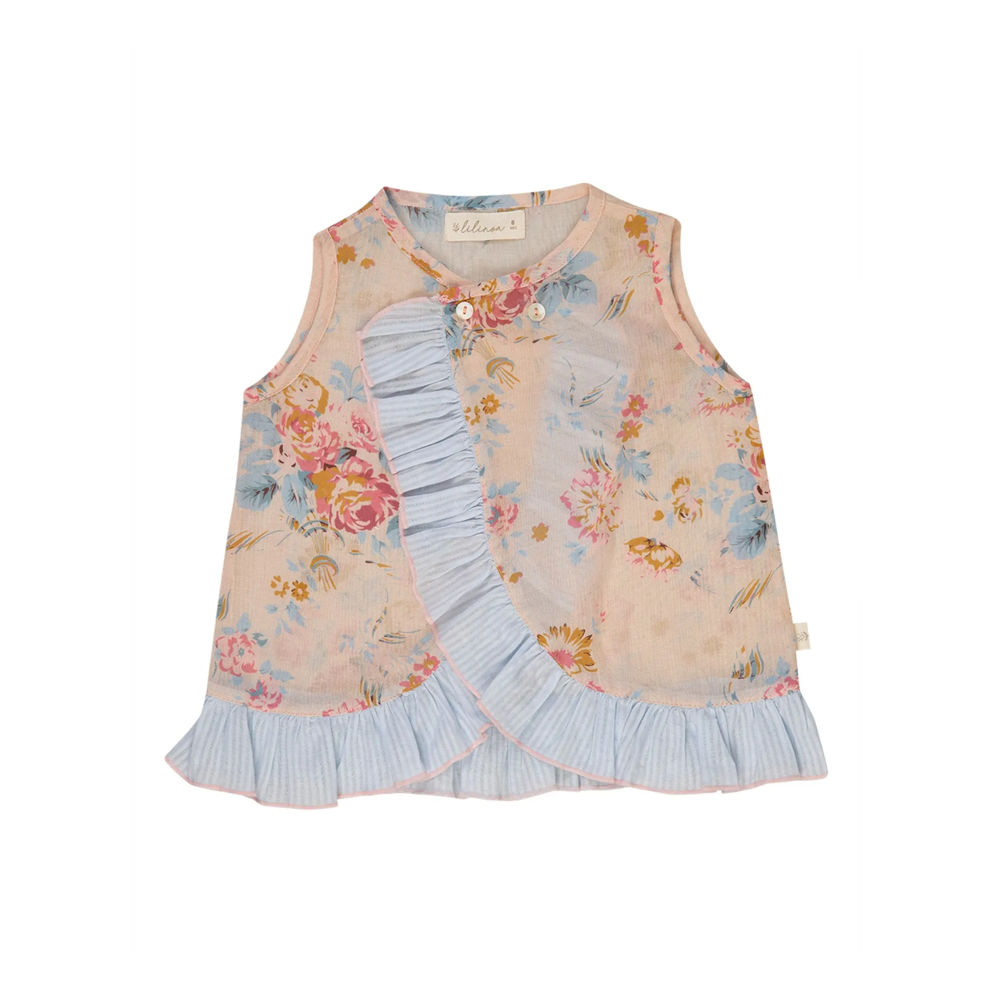 Lilinoa Peach Top Cache-Cœur Iris Fleuri Voile De Coton