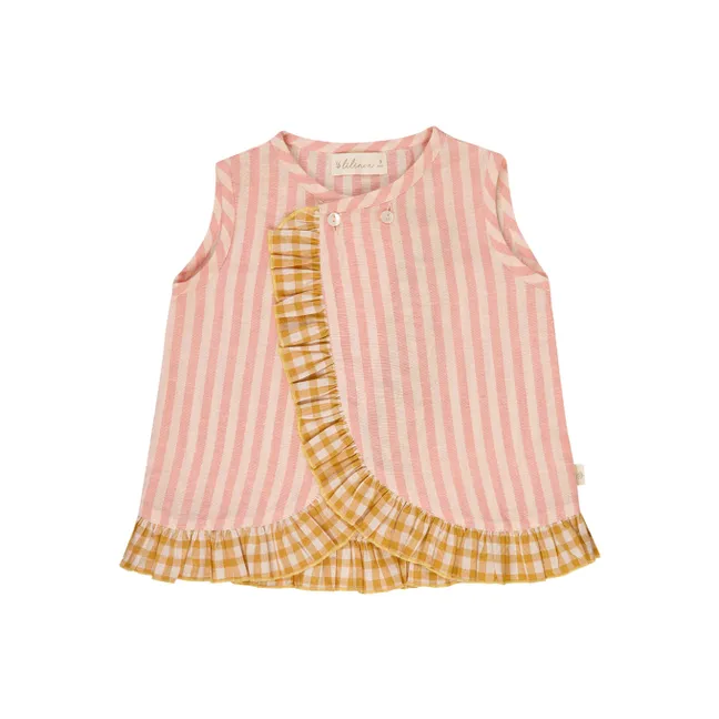 Top Cache-Cœur Iris Rayé Voile de Coton | Blush