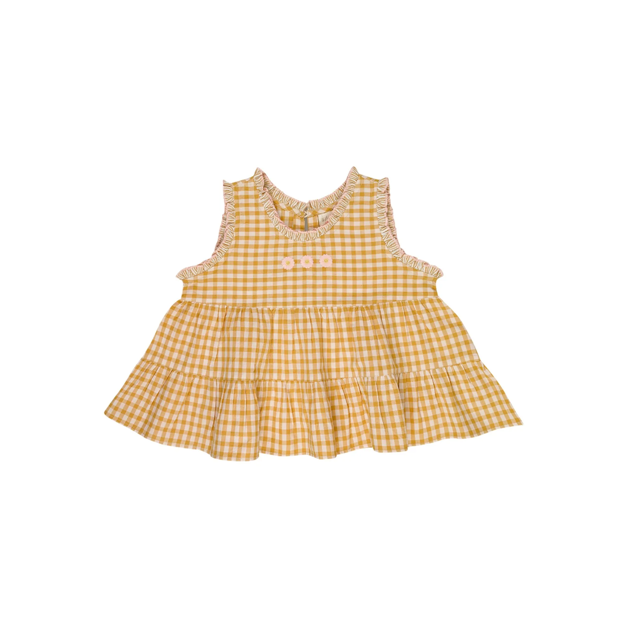 Lilinoa Caramel Top Brodé Esther Carreaux