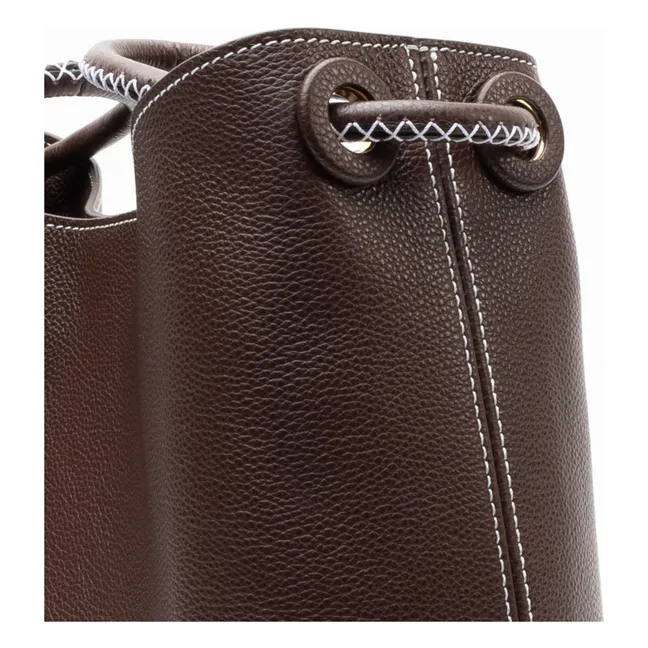 Bolso Vosges Piel granulada | Marrón oscuro