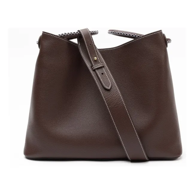 Bolso Vosges Piel granulada | Marrón oscuro