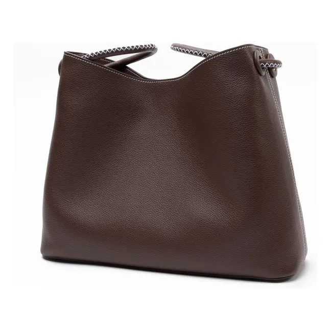 Bolso Vosges Piel granulada | Marrón oscuro