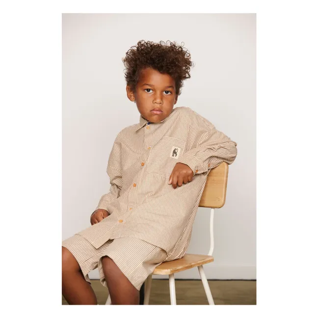 Chemise Rayée Popeline Coton Bio | Brun