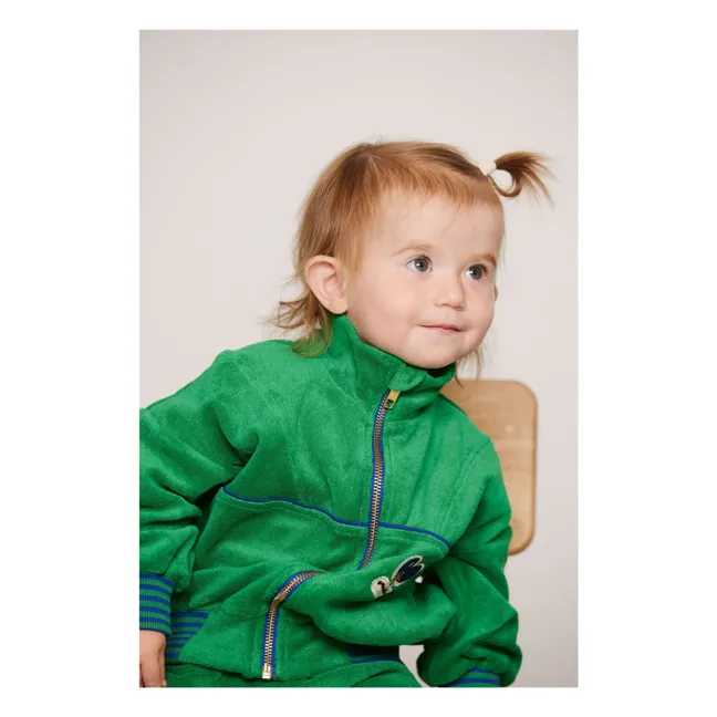 Sudadera con cremallera de rizo de algodón orgánico | Verde