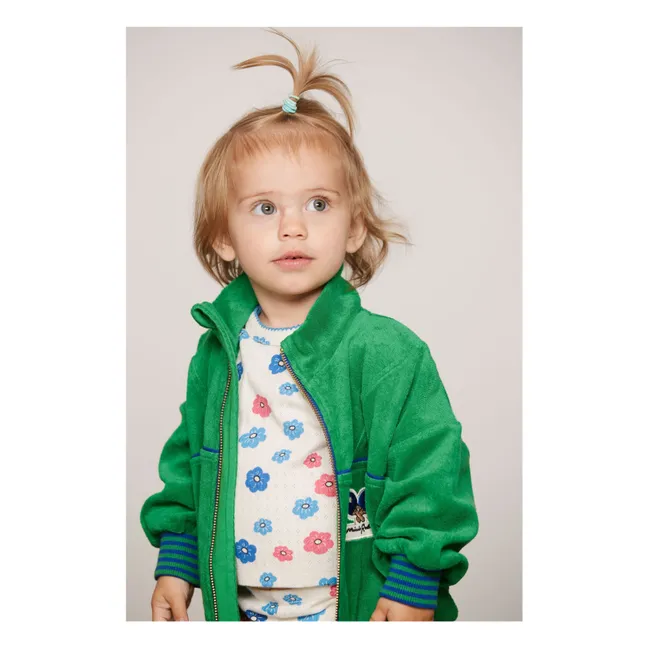 Sudadera con cremallera de rizo de algodón orgánico | Verde