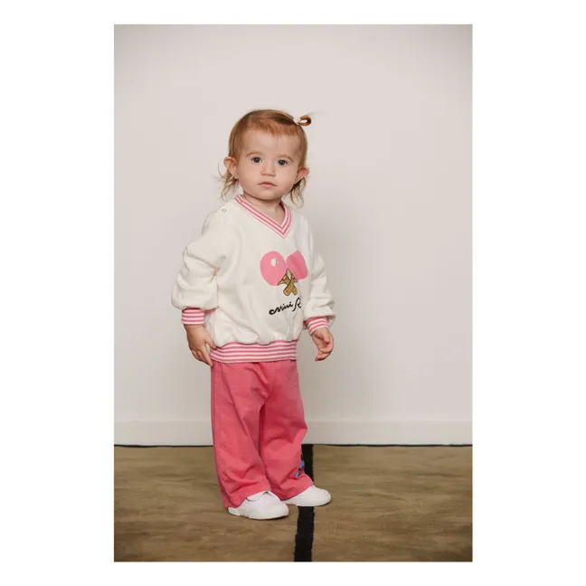 Felpa a righe in cotone biologico Ping Pong | Bianco