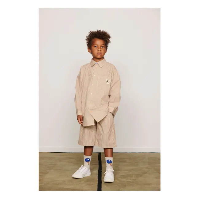Chemise Rayée Popeline Coton Bio | Brun