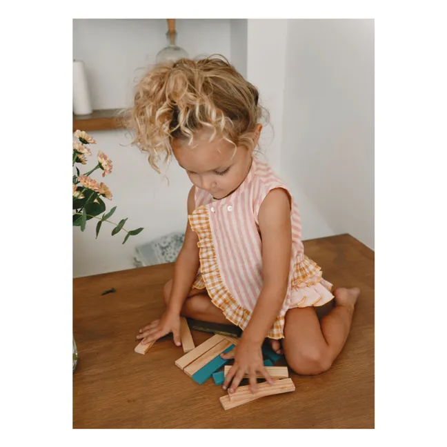 Top Cache-Cœur Iris Rayé Voile de Coton | Blush