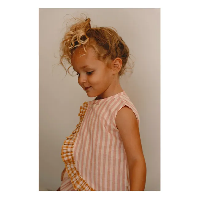 Iris striped cotton voile wrap top | Blush