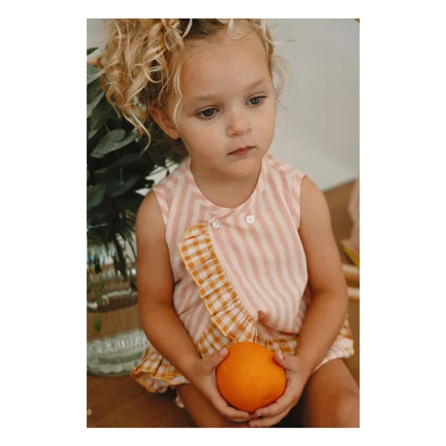 Iris striped cotton voile wrap top | Blush