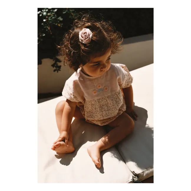 Barboteuse Brodée Jules Liberty Gaze de Coton | Ecru