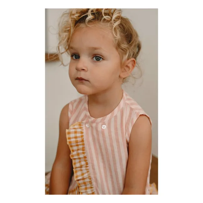 Top Cache-Cœur Iris Rayé Voile de Coton | Blush