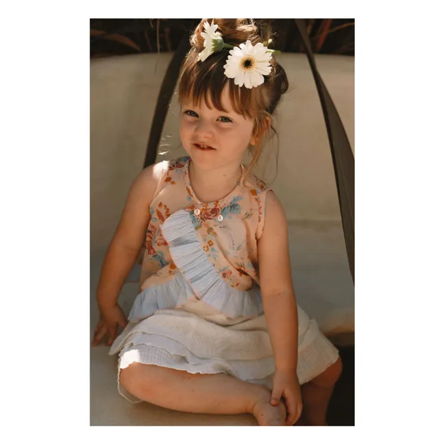 Top Cache-Cœur Iris Fleuri Voile de Coton | Peach