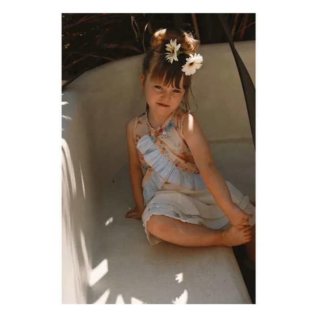 Top Cache-Cœur Iris Fleuri Voile de Coton | Peach