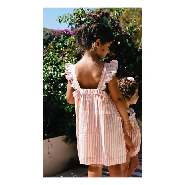 Eve Striped Ruffle Dress | Blush