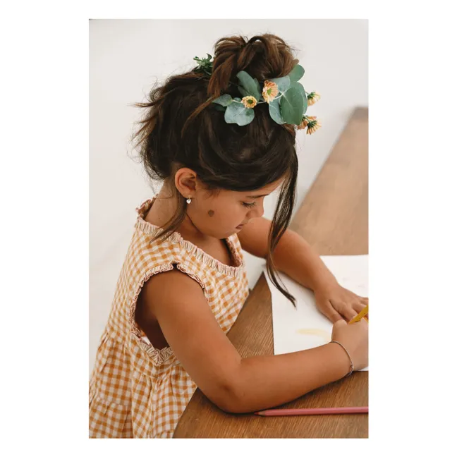 Top Brodé Esther Carreaux | Caramel