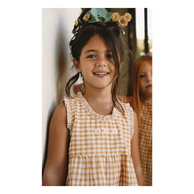 Top Brodé Esther Carreaux | Caramel