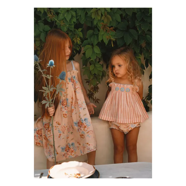Top Brodé Annette Rayé | Blush