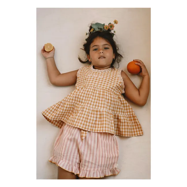 Pantalón corto Alban Striped Ruffle | Blush