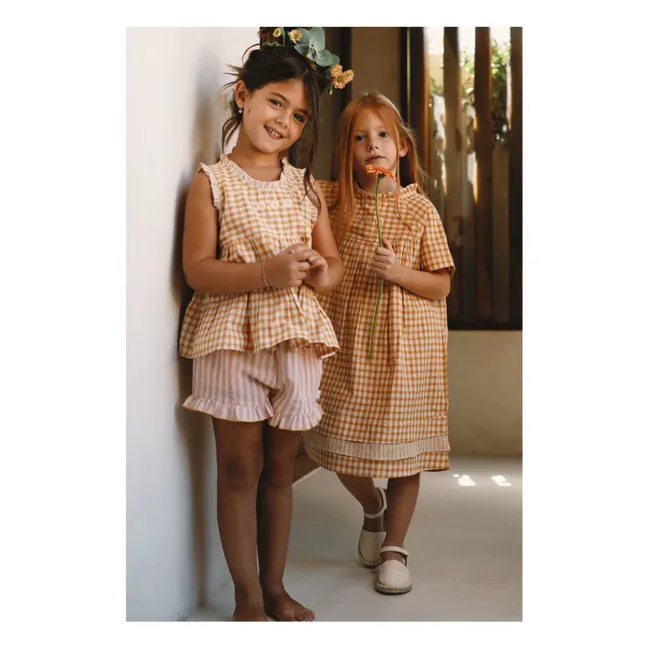 Pantalón corto Alban Striped Ruffle | Blush