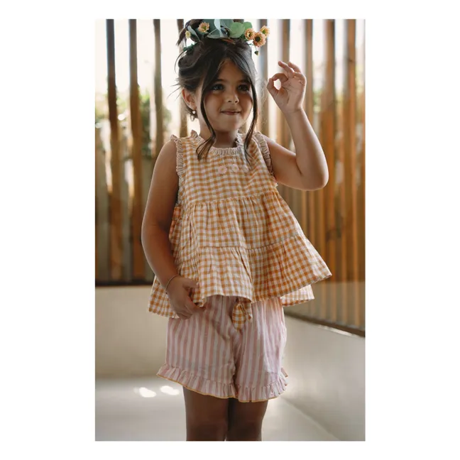 Pantalón corto Alban Striped Ruffle | Blush