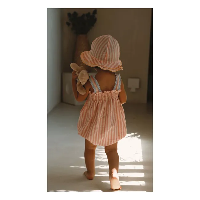 Barboteuse Bretelles Mona Rayée | Blush