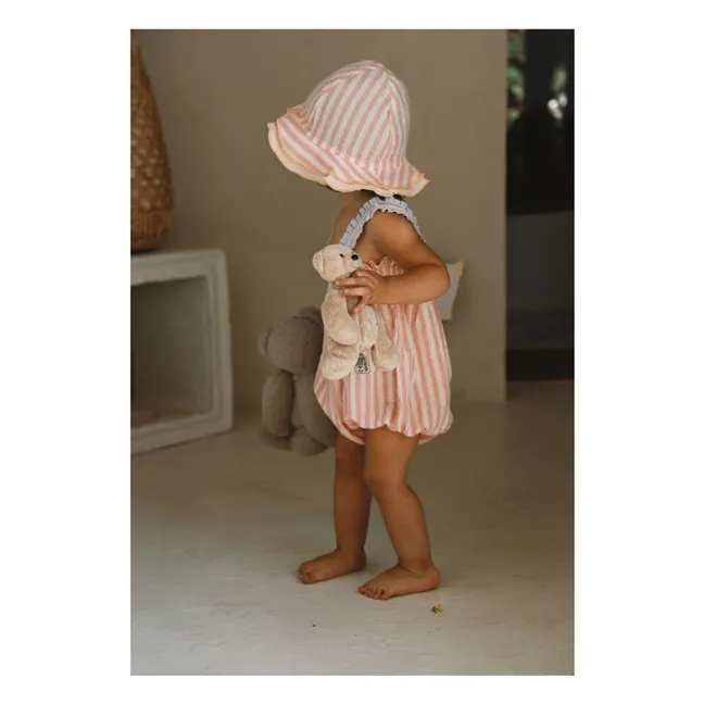 Barboteuse Bretelles Mona Rayée | Blush