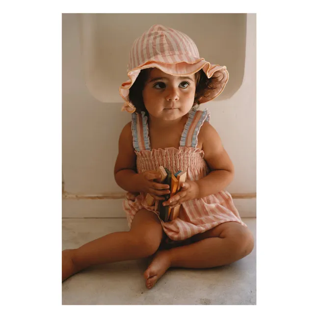 Barboteuse Bretelles Mona Rayée | Blush