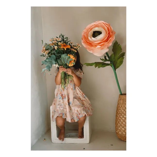 Robe Maeva Fleurie Voile de Coton | Rose pêche