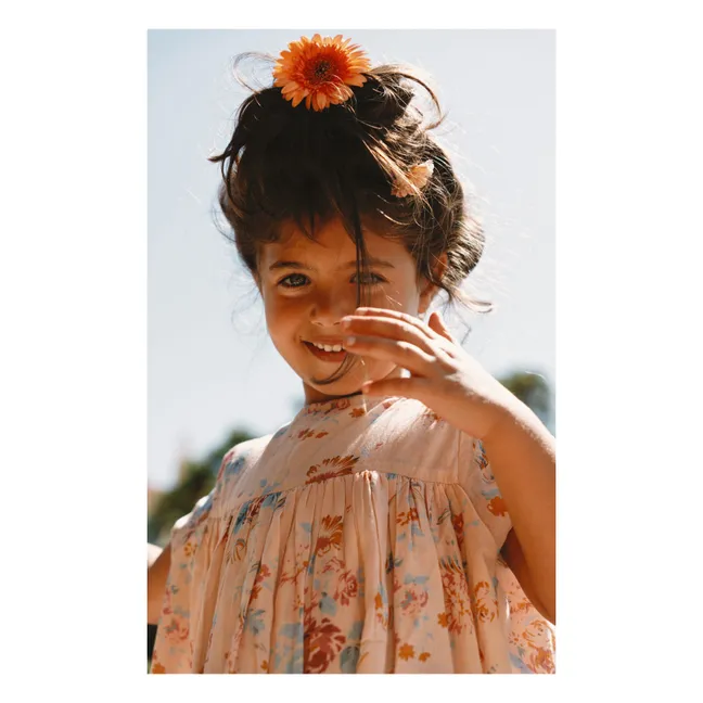 Robe Maeva Fleurie Voile de Coton | Rose pêche