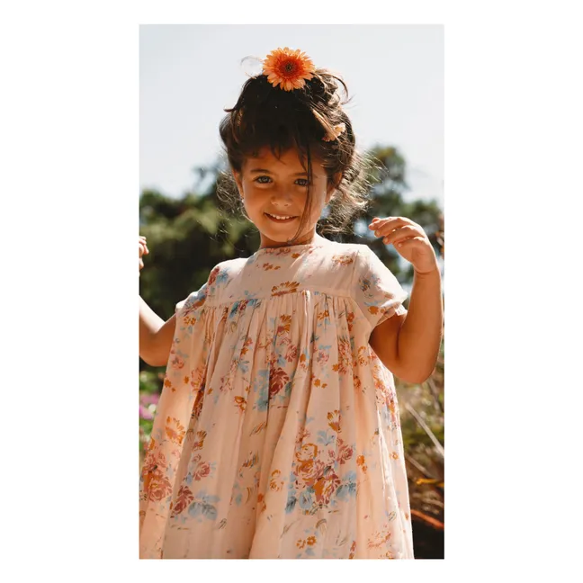 Maeva Floral Cotton Voile Dress | Peach