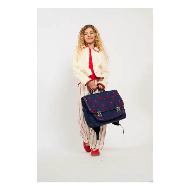Cartera de terciopelo Cerezas | Azul Marino