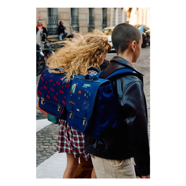 Cartera pequeña Cerezas de terciopelo | Azul Marino