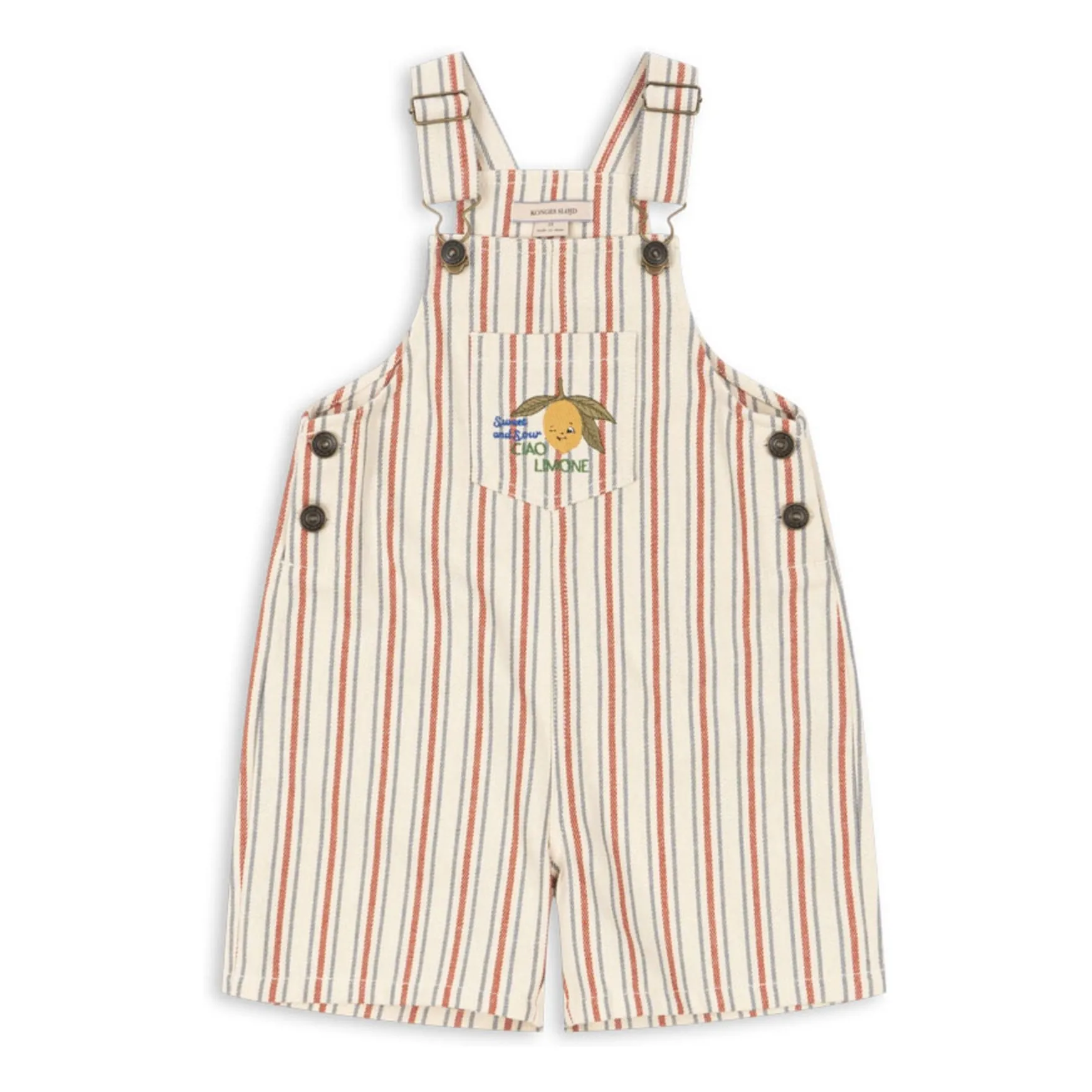 Konges Sløjd Beige Frankie Striped Organic Cotton Short Dungarees