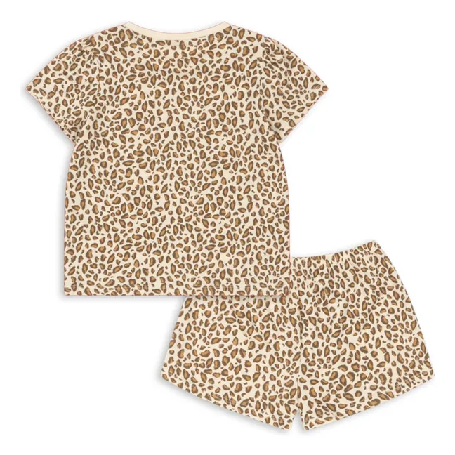 Ensemble T-shirt et Short Famo Léopard Coton Bio | Beige