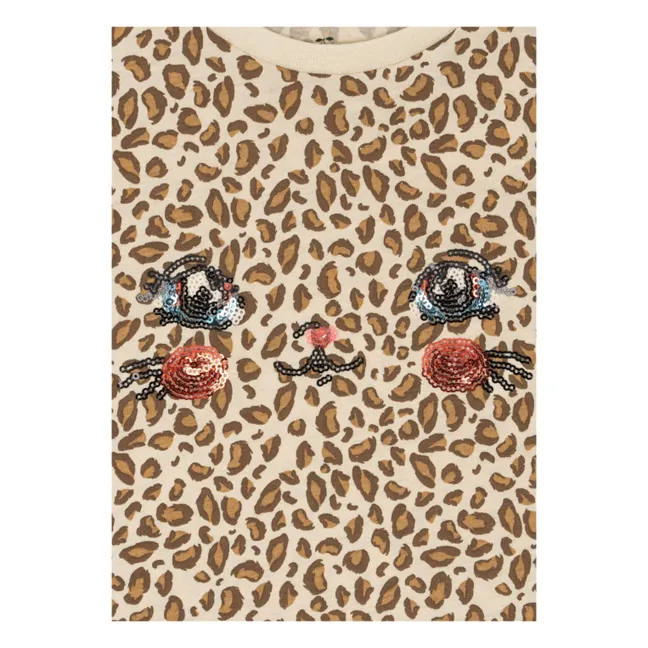 Ensemble T-shirt et Short Famo Léopard Coton Bio | Beige