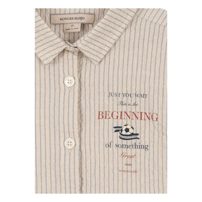 Chemise Elliot Rayée Seersucker Coton Bio | Beige