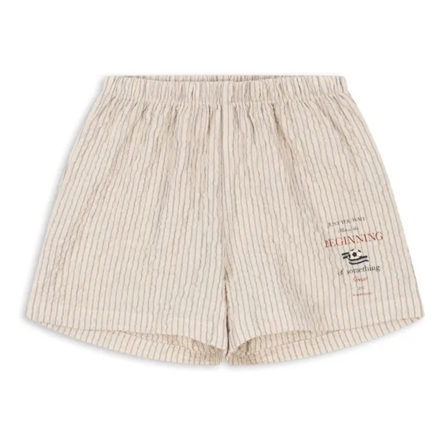 Short Elliott Rayé Seersucker Coton Bio | Beige