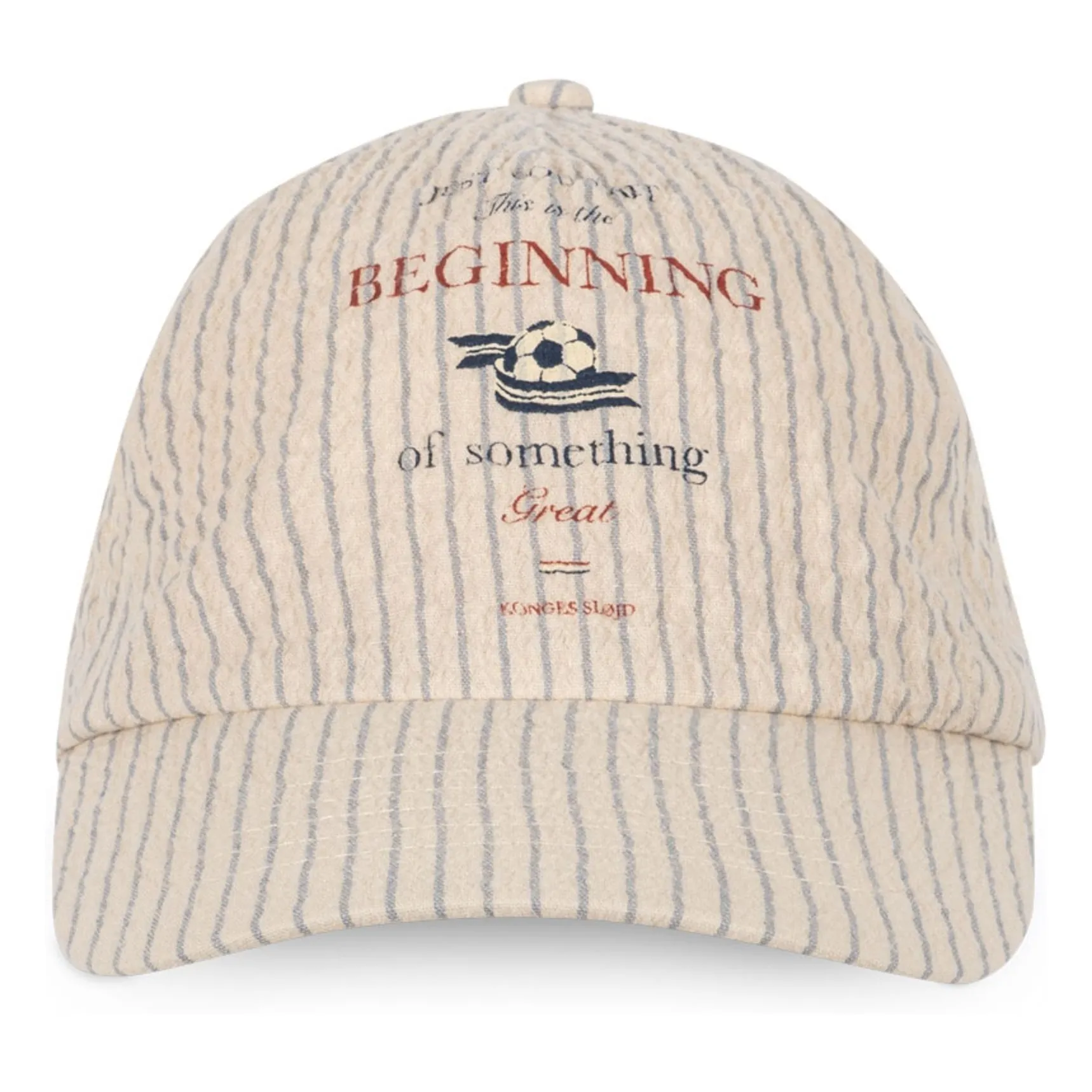 Konges Sløjd Beige Elliot Striped Seersucker Organic Cotton Cap
