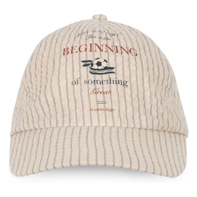 Elliot Striped Seersucker Organic Cotton Cap | Beige