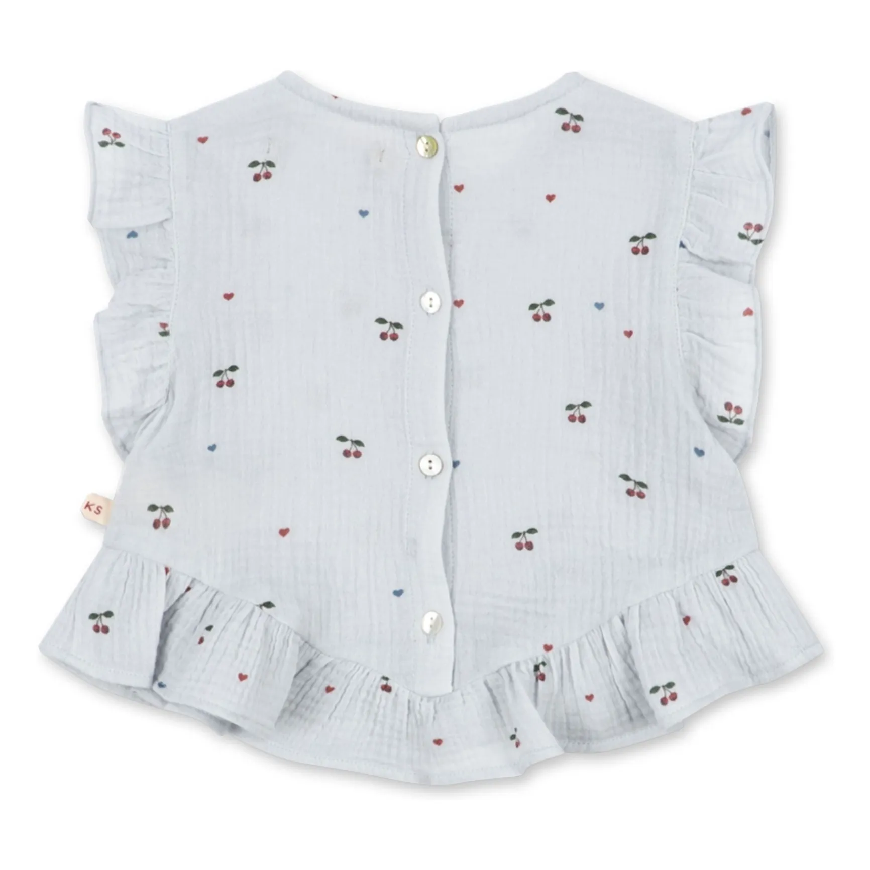Top Coco Cerises Coton Bio | Bleu pâle- Image produit n°1