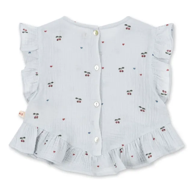 Top Coco Cerises Coton Bio | Bleu pâle