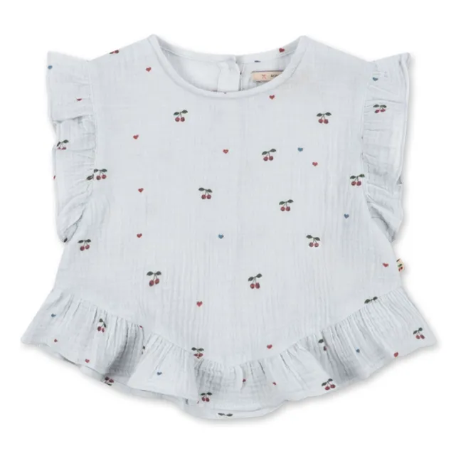 Top Coco Cerises Coton Bio | Bleu pâle