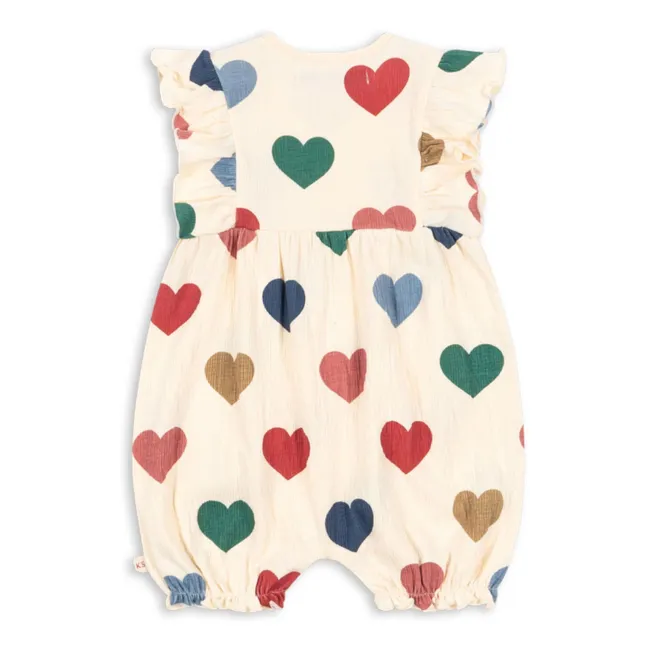 Combishort Chleo Cœurs Coton Bio | Ecru