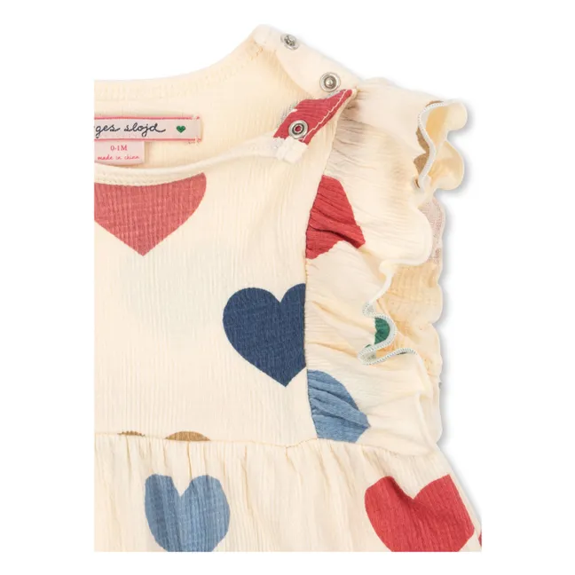 Combishort Chleo Cœurs Coton Bio | Ecru
