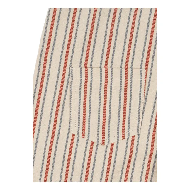 Kurze Latzhose Frankie Gestreift Bio-Baumwolle | Beige
