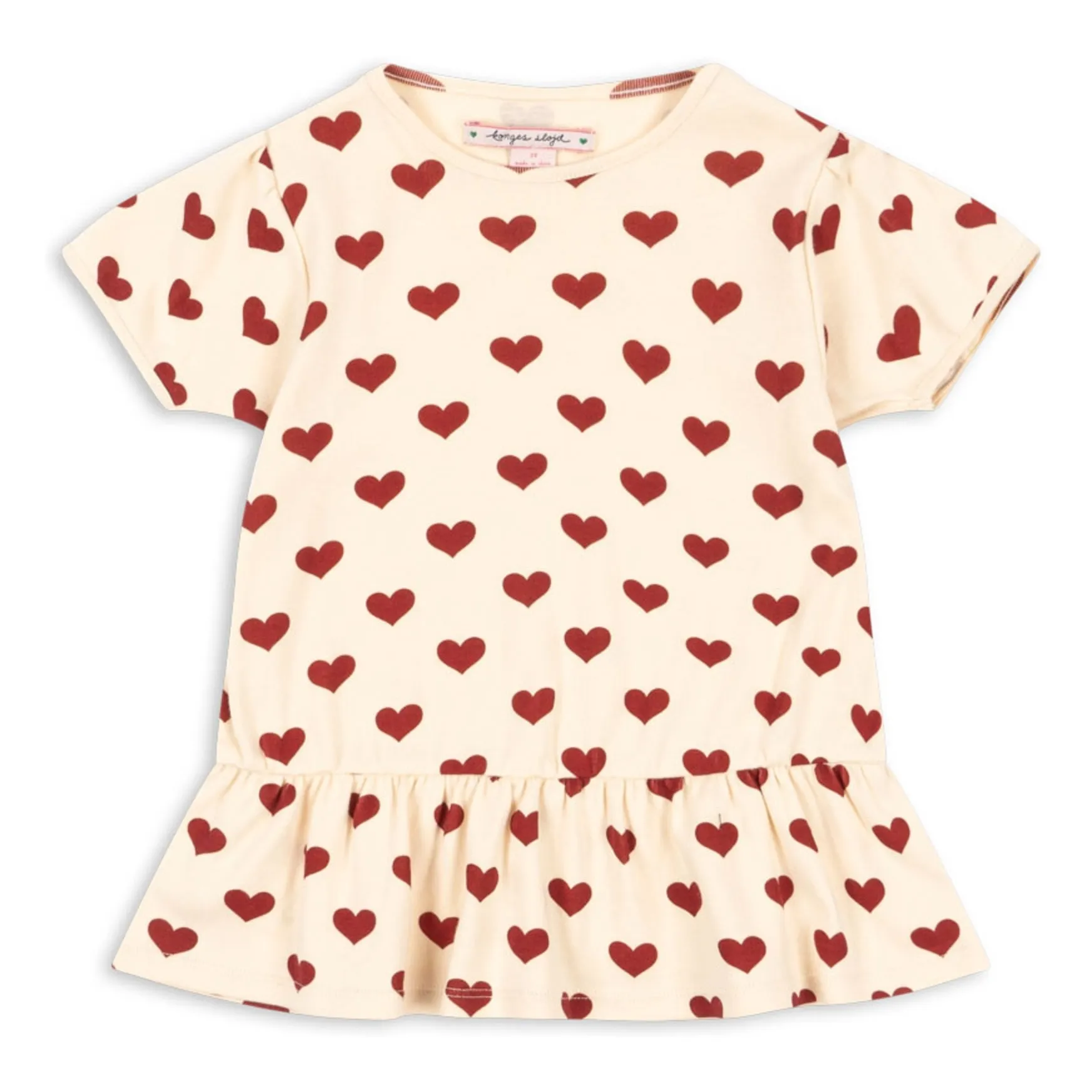 T-shirt Volants Basic Cœurs Coton Bio | Beige- Image produit n°0